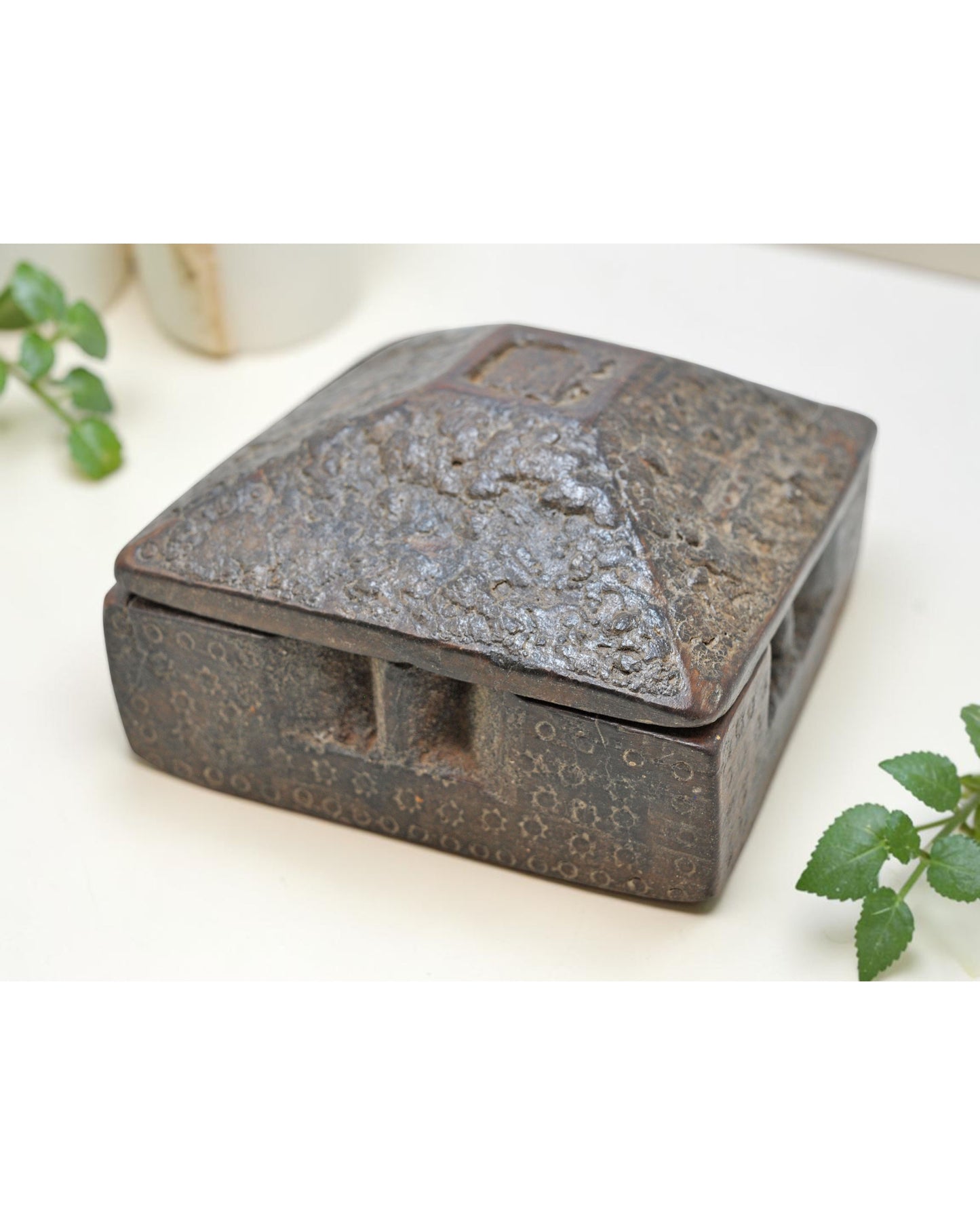 Antique Wooden Kitchenware Spice Box Original Old Hand Carved