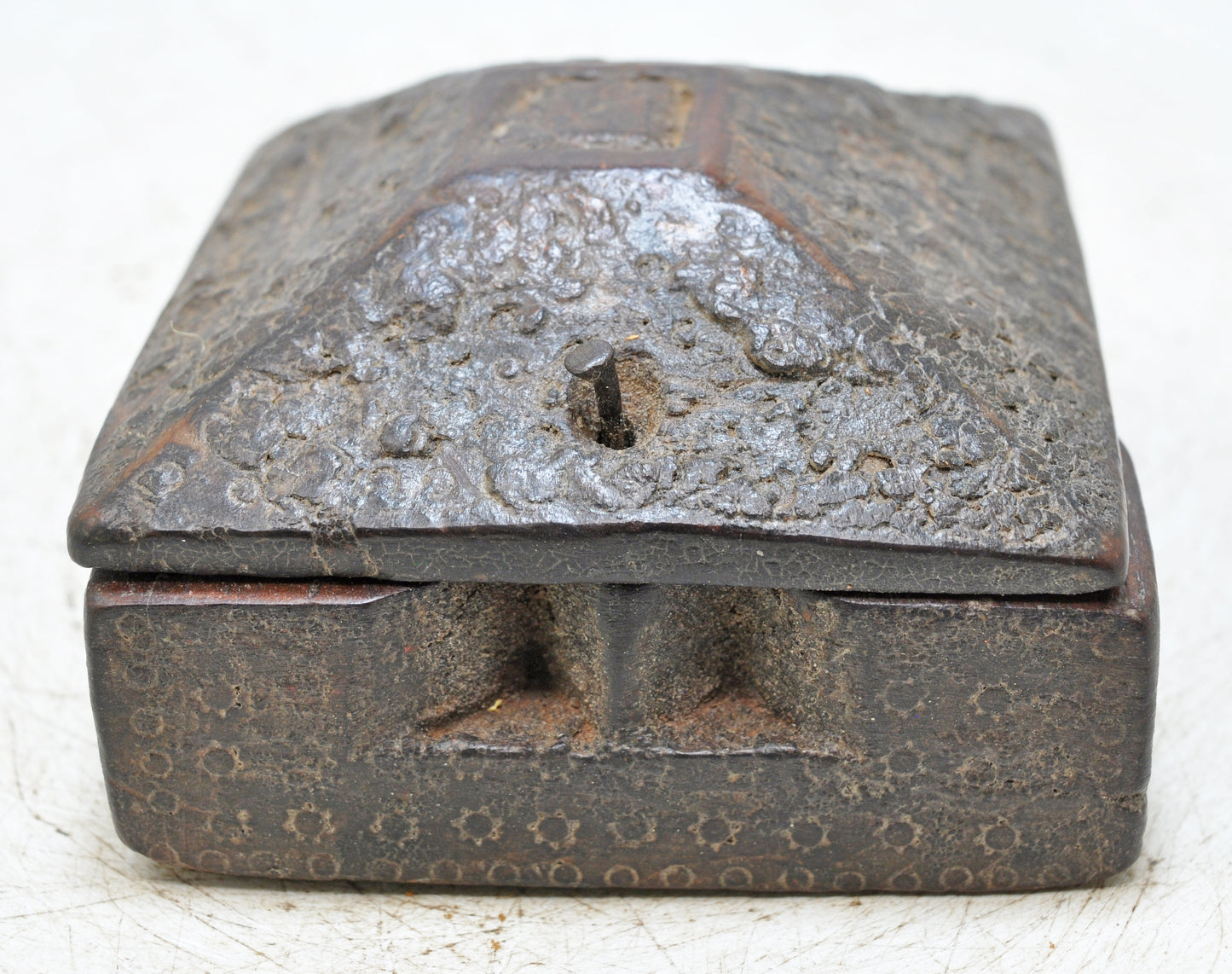 Antique Wooden Kitchenware Spice Box Original Old Hand Carved