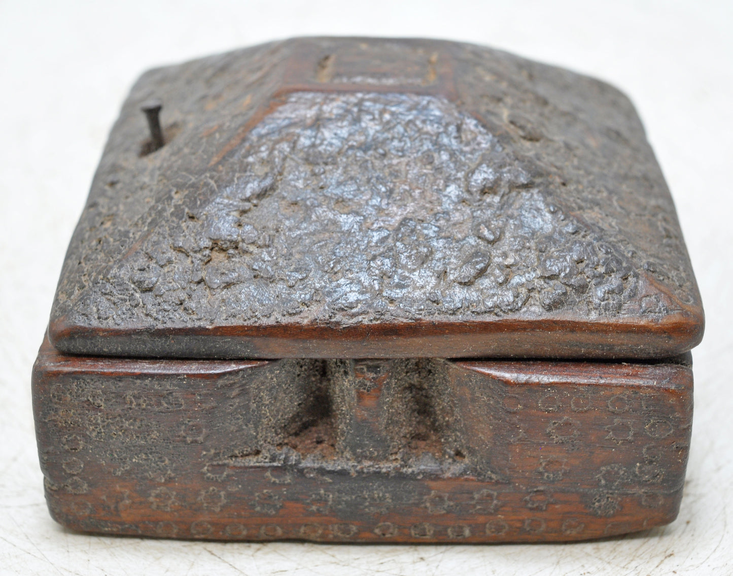 Antique Wooden Kitchenware Spice Box Original Old Hand Carved