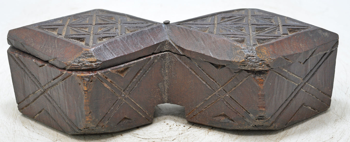 Antique Wooden Kitchenware Spice Box Original Old Hand Carved