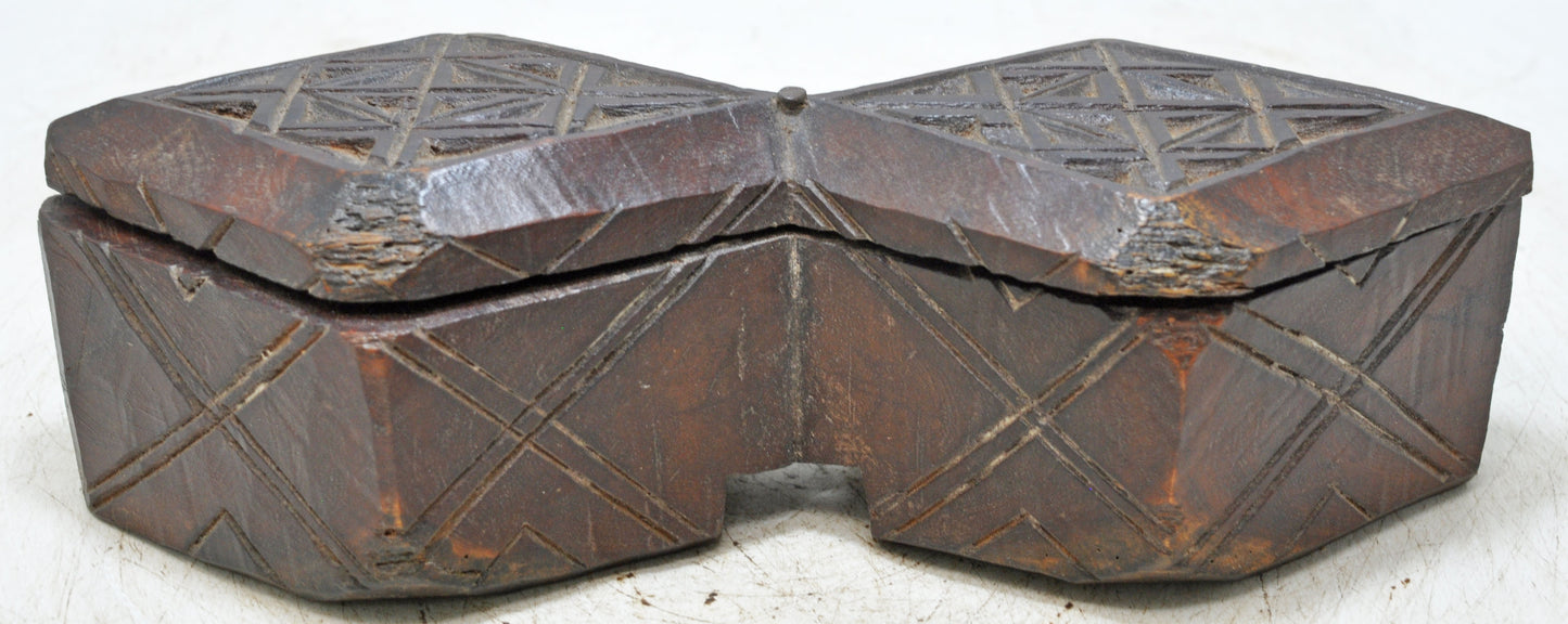 Antique Wooden Kitchenware Spice Box Original Old Hand Carved