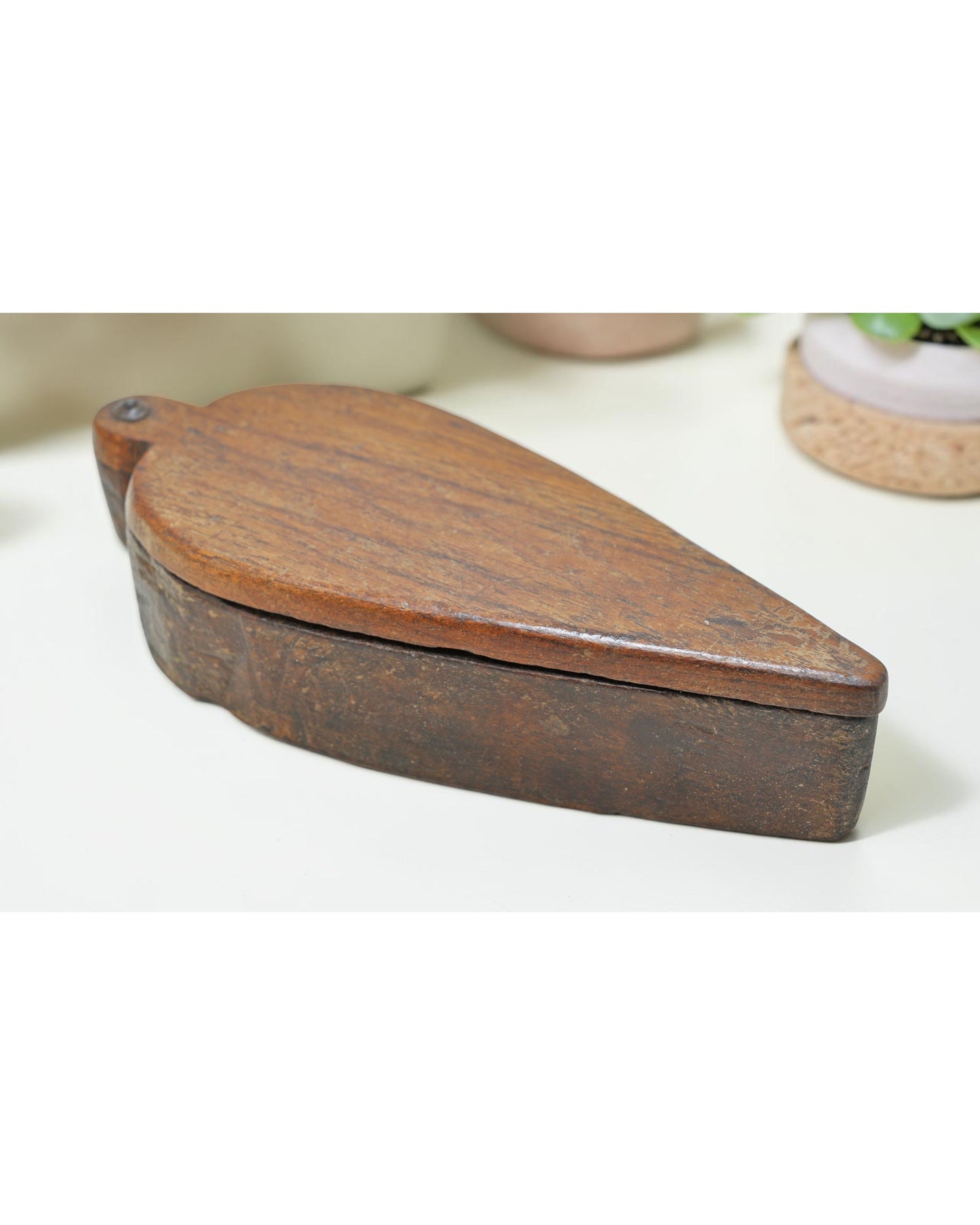 Antique Wooden Kitchenware Spice Box Original Old Hand Carved