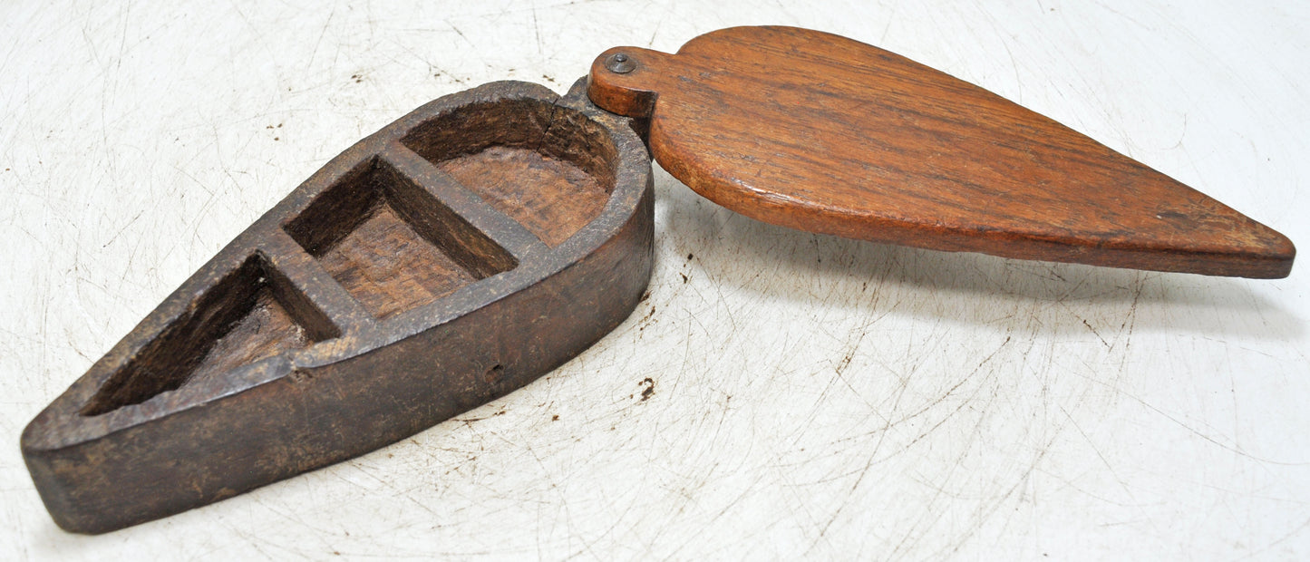 Antique Wooden Kitchenware Spice Box Original Old Hand Carved