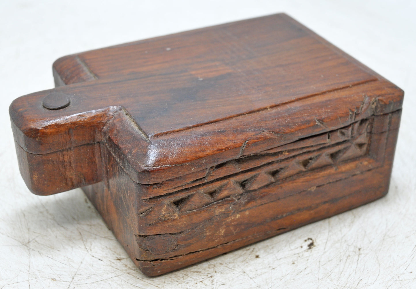 Antique Wooden Kitchenware Spice Box Original Old Hand Carved