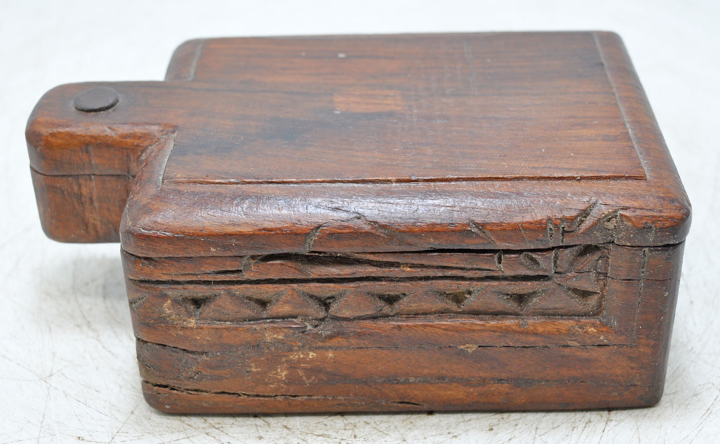 Antique Wooden Kitchenware Spice Box Original Old Hand Carved