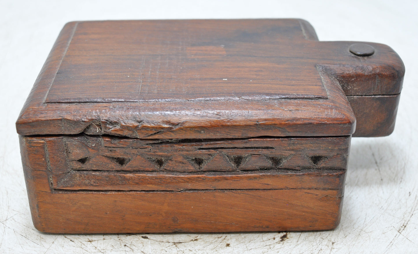 Antique Wooden Kitchenware Spice Box Original Old Hand Carved