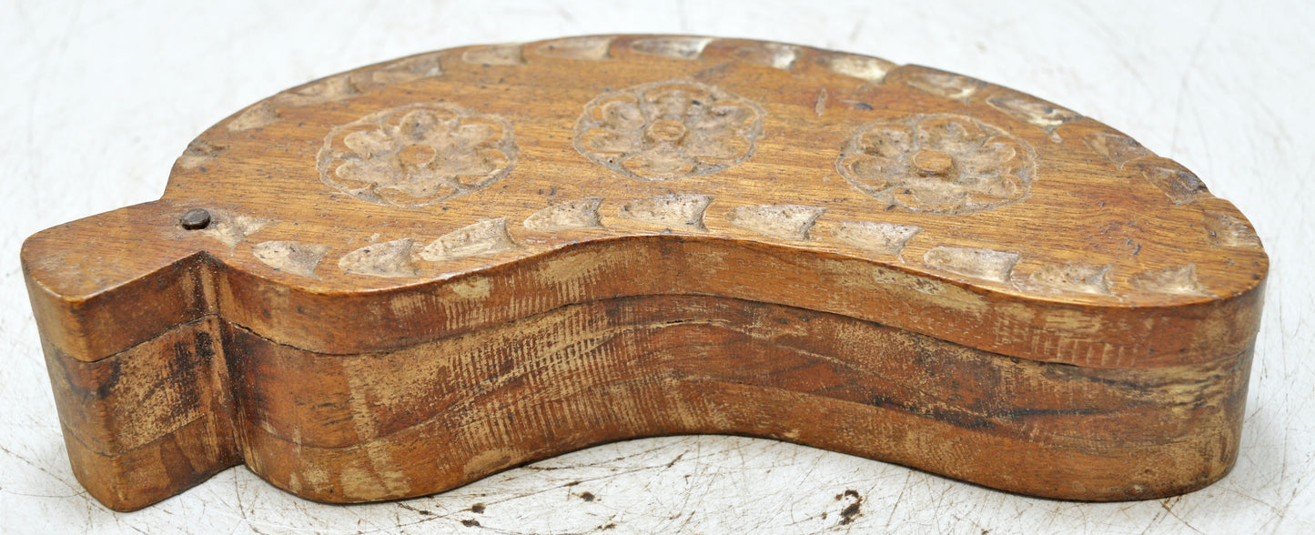 Antique Wooden Kitchenware Spice Box Original Old Hand Carved