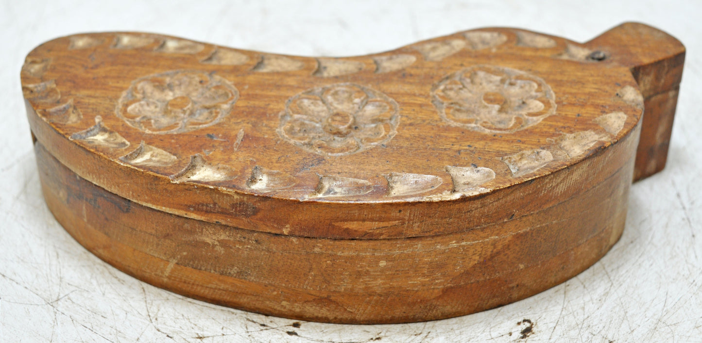 Antique Wooden Kitchenware Spice Box Original Old Hand Carved