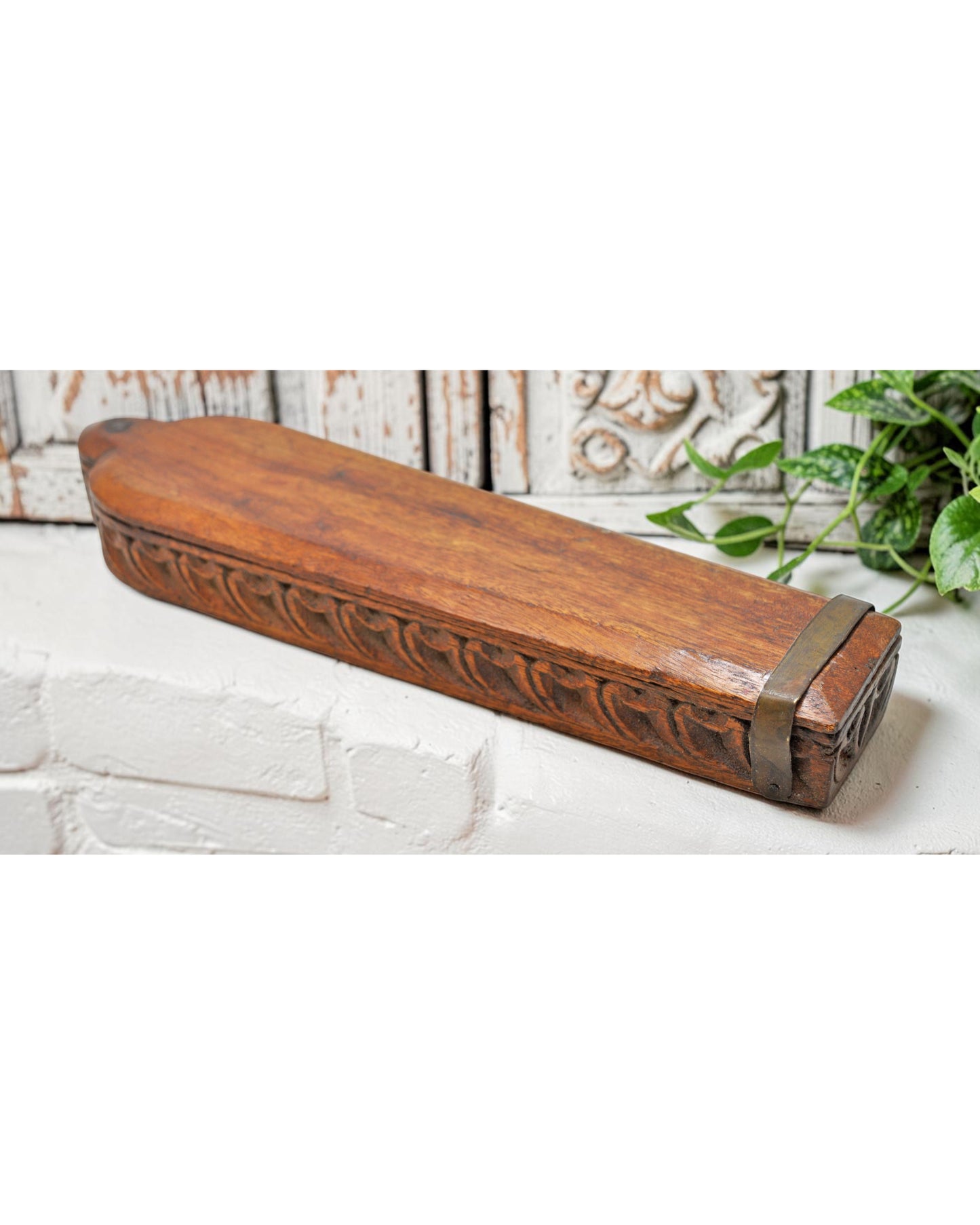 Antique Wooden Kitchenware Spice Box Original Old Hand Carved