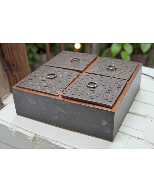 Vintage Wooden Kitchenware Spice Box Original Old Hand Crafted Carved