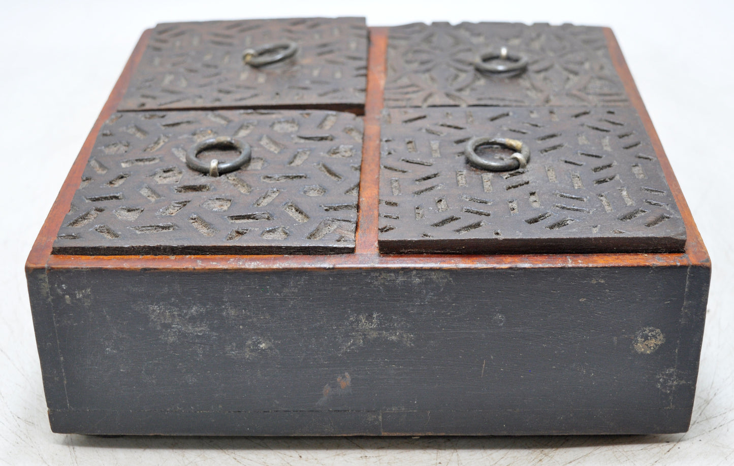 Vintage Wooden Kitchenware Spice Box Original Old Hand Crafted Carved
