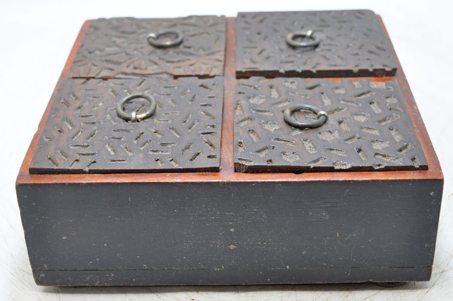 Vintage Wooden Kitchenware Spice Box Original Old Hand Crafted Carved