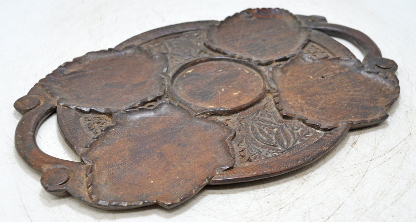 Antique Wooden Kitchenware Serving Tray Original Old Very Fine Hand Carved
