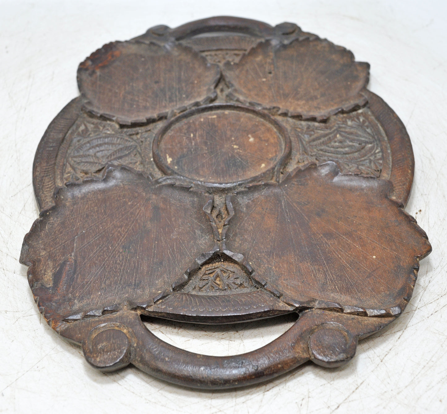 Antique Wooden Kitchenware Serving Tray Original Old Very Fine Hand Carved