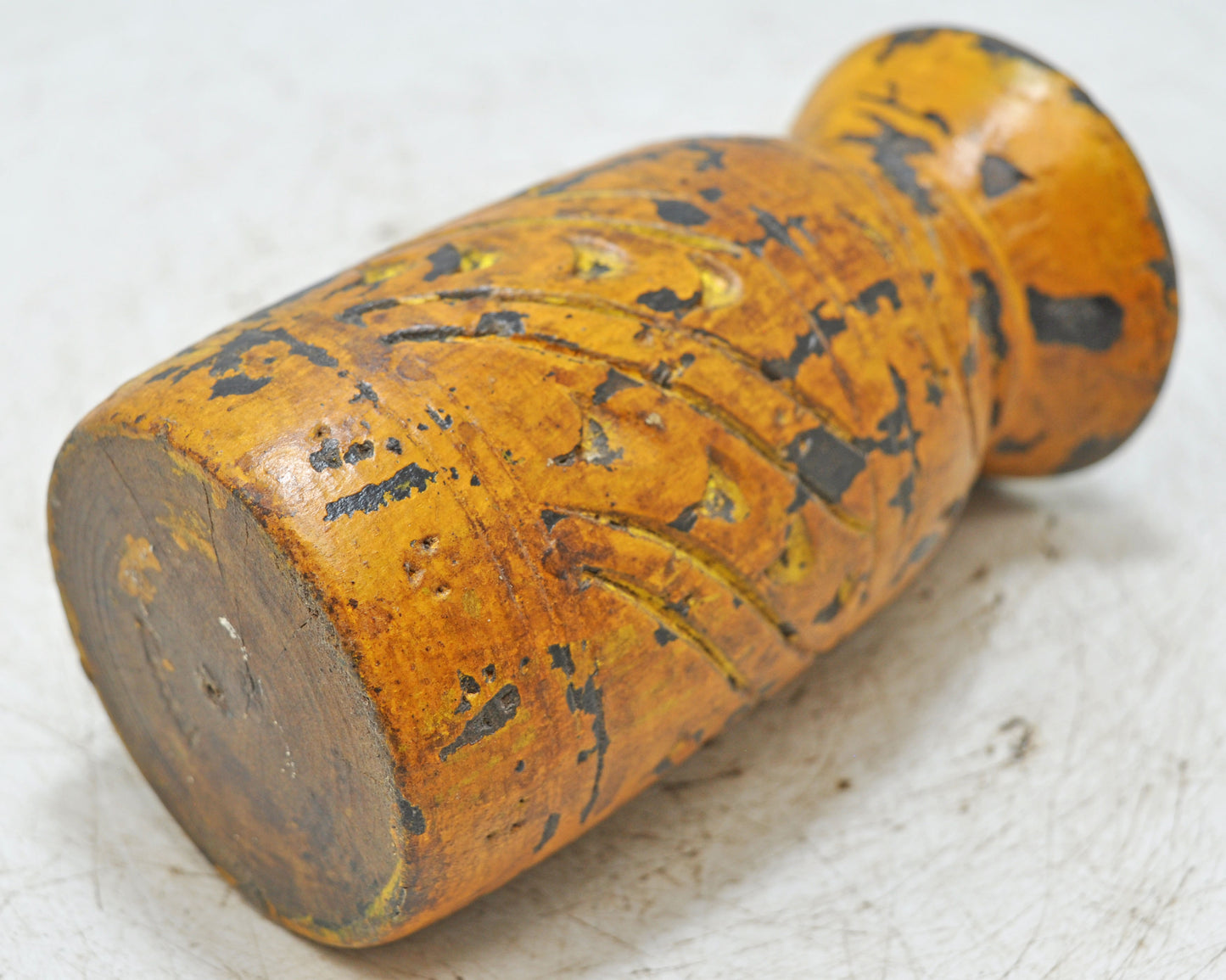 Antique Wooden Himalayan Water Pot Original Old Hand Carved Painted