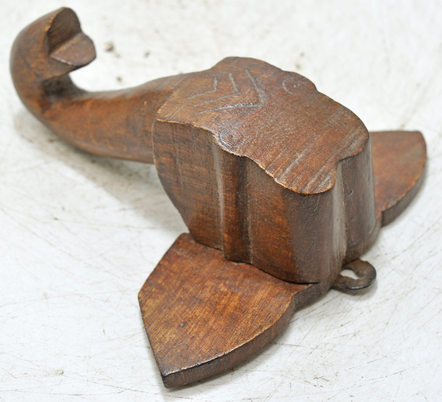 Vintage Wooden Small Elephant Head Wall Hanging Original Old Hand Carved