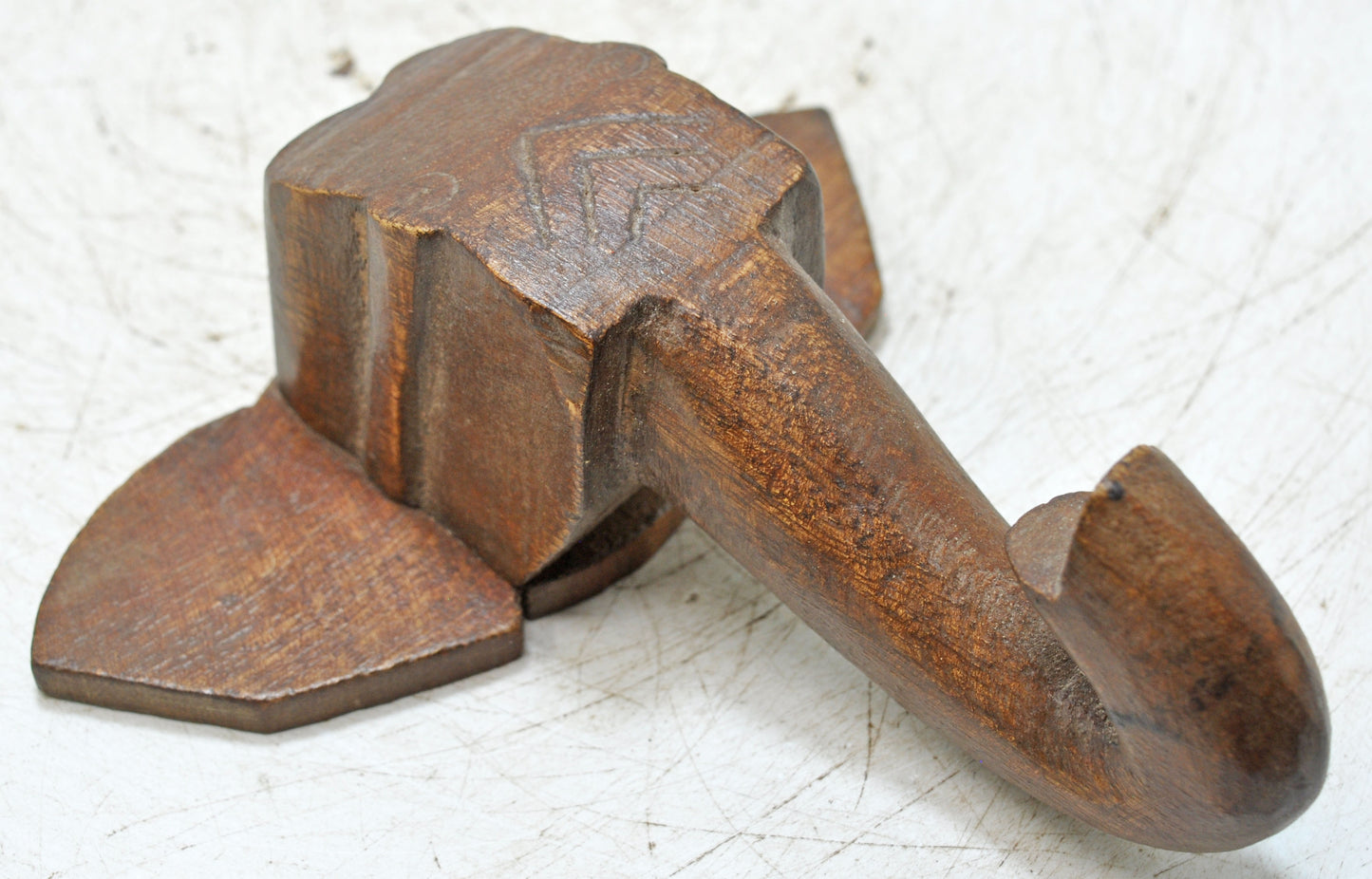 Vintage Wooden Small Elephant Head Wall Hanging Original Old Hand Carved