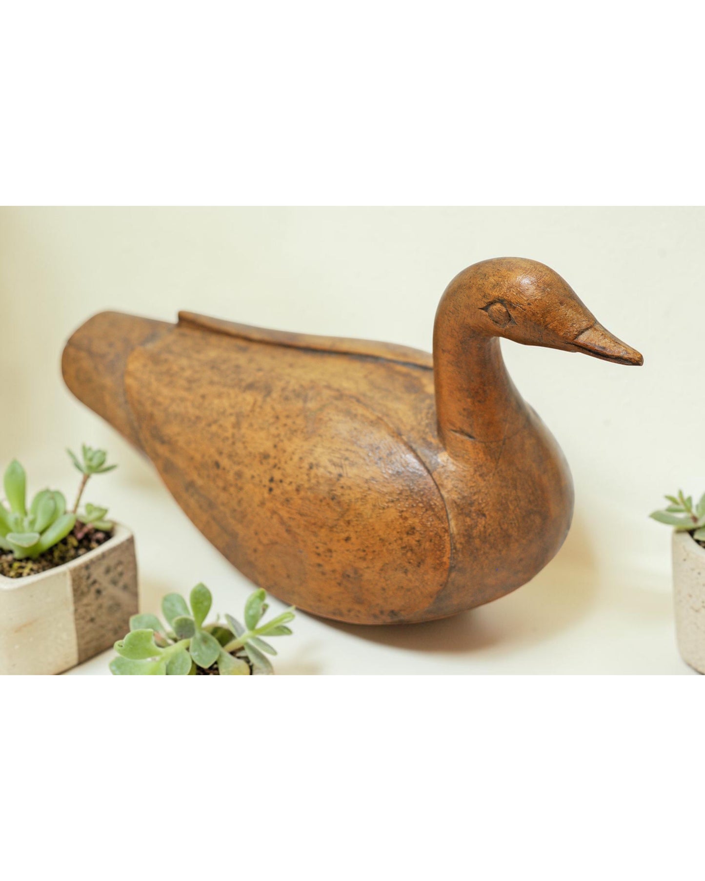 Vintage Wooden Duck Figurine Original Old Hand Carved