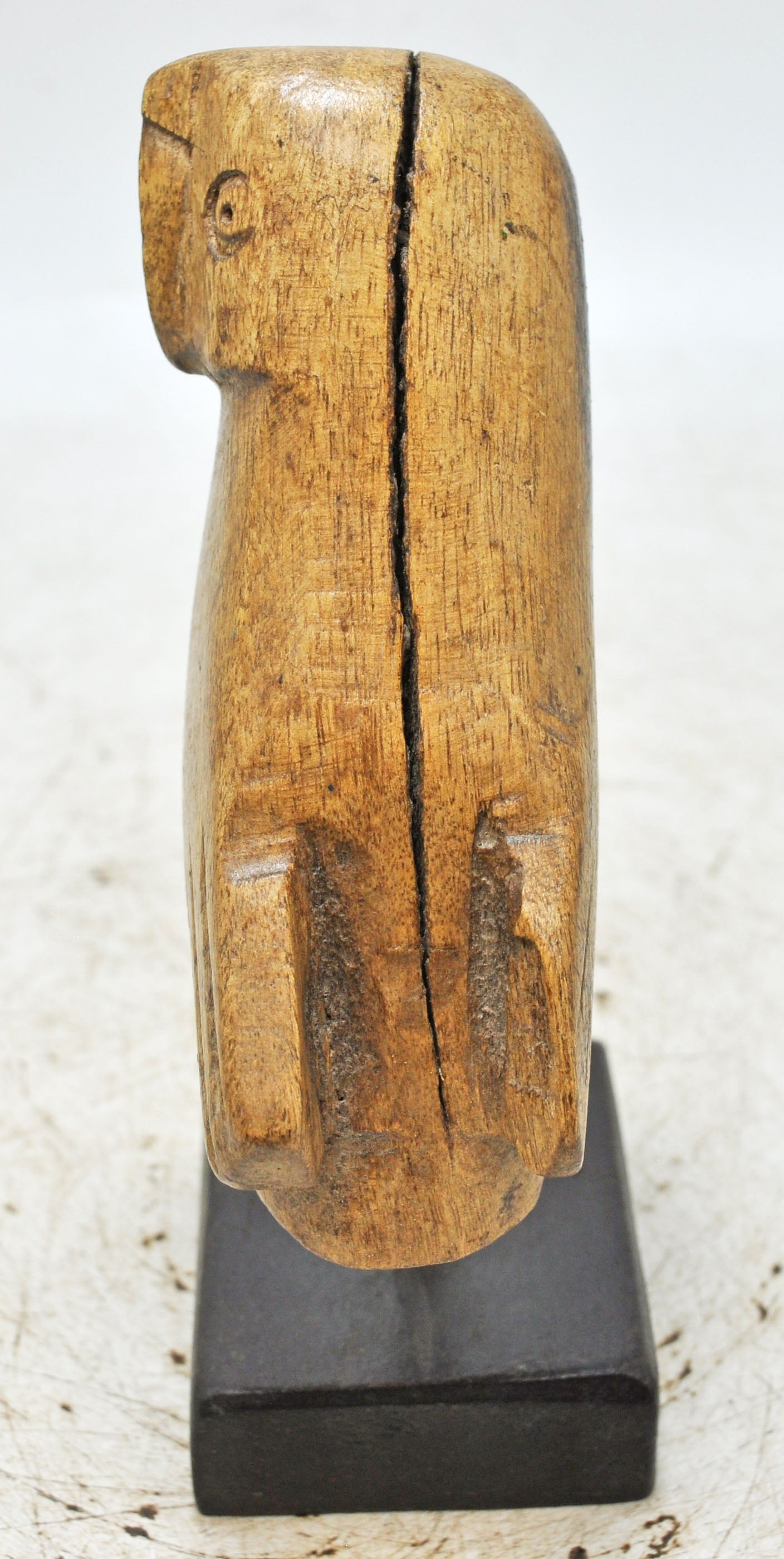 Vintage Wooden Owl Bird Figurine Original Old Hand Carved