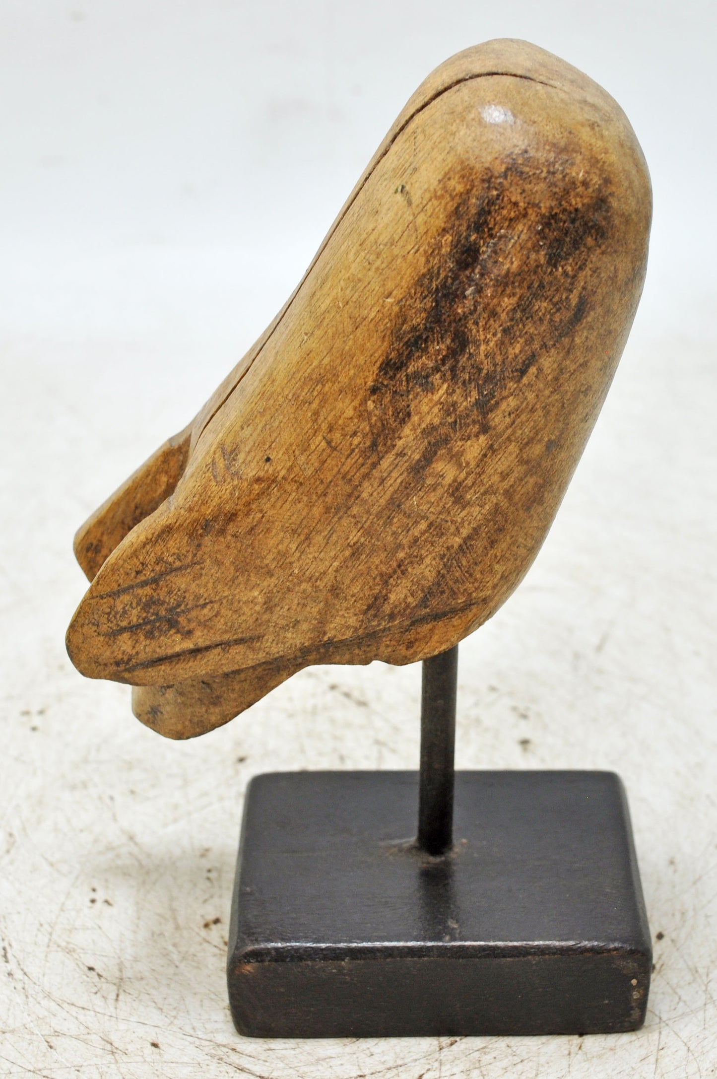 Vintage Wooden Owl Bird Figurine Original Old Hand Carved