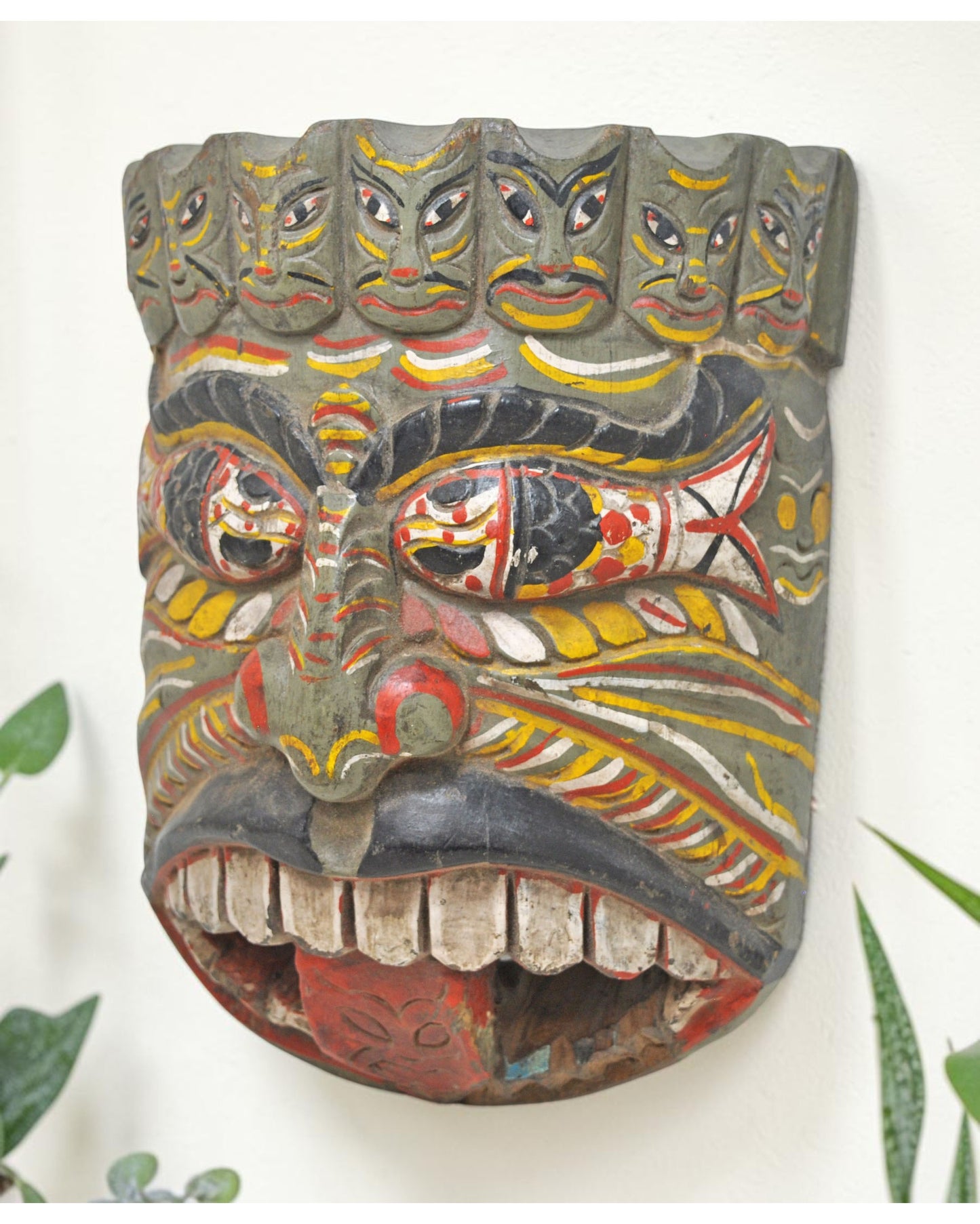 Antique Wooden Tribal Demon Mask Original Old Fine Hand Carved Painted