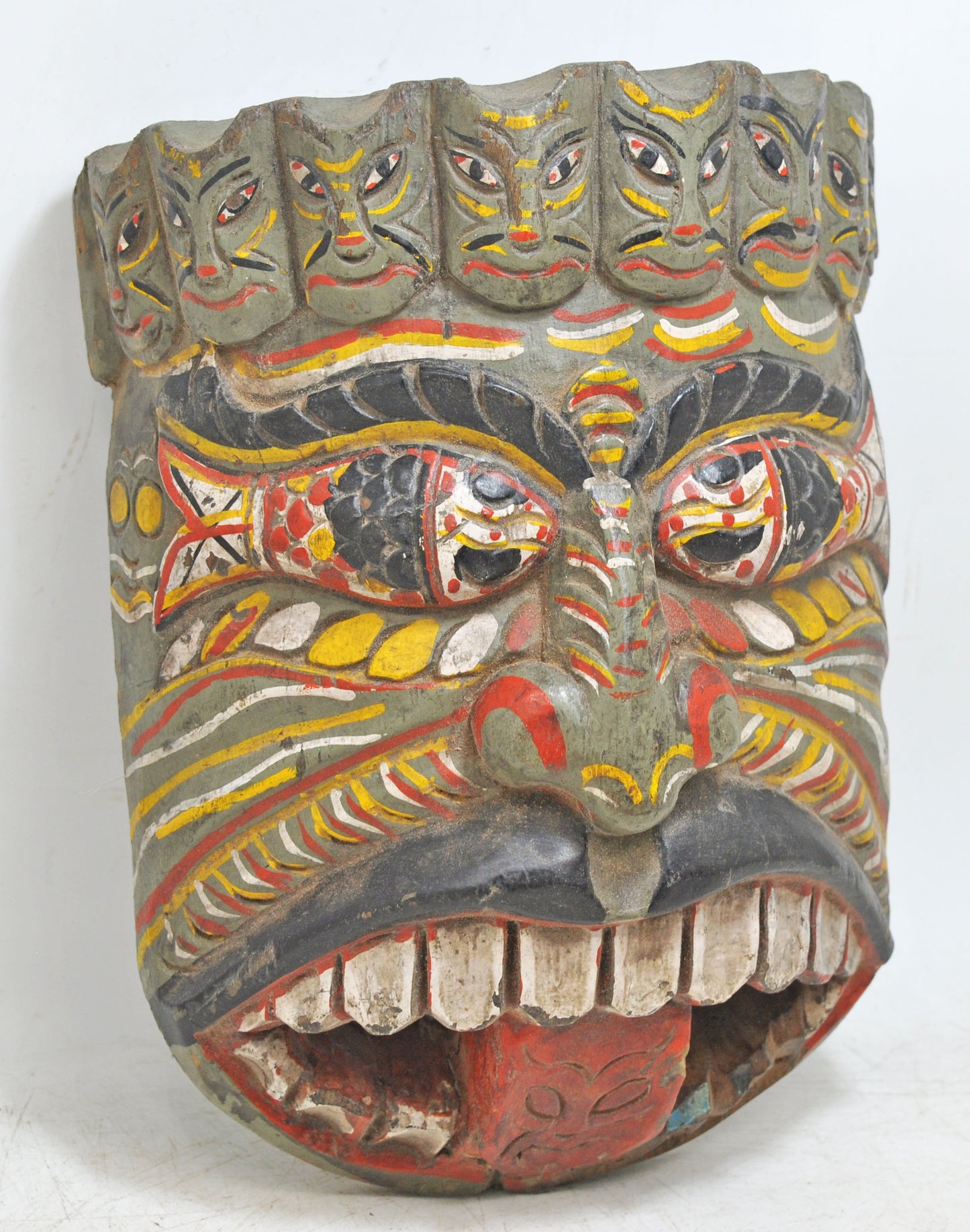 Antique Wooden Tribal Demon Mask Original Old Fine Hand Carved Painted