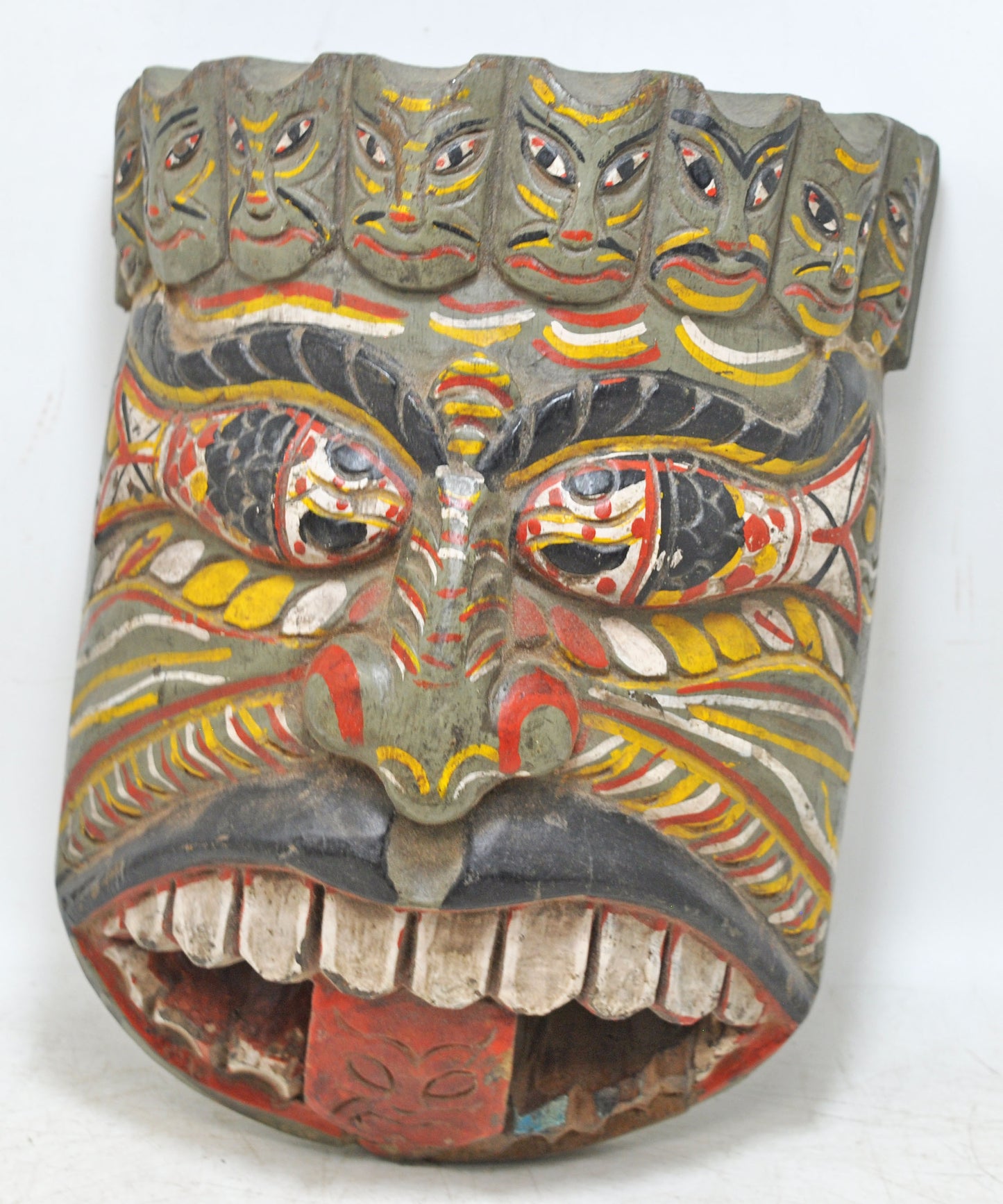 Antique Wooden Tribal Demon Mask Original Old Fine Hand Carved Painted