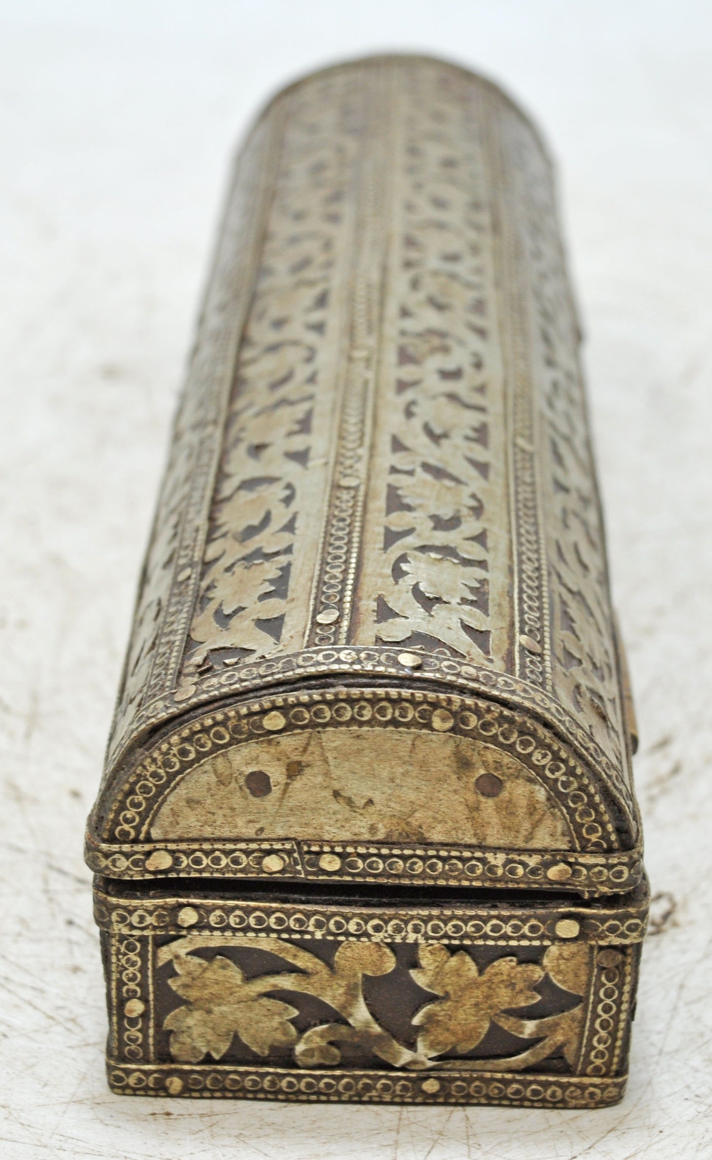 Vintage Wooden Pencil Stationary Box Original Old Hand Crafted Brass Fitted