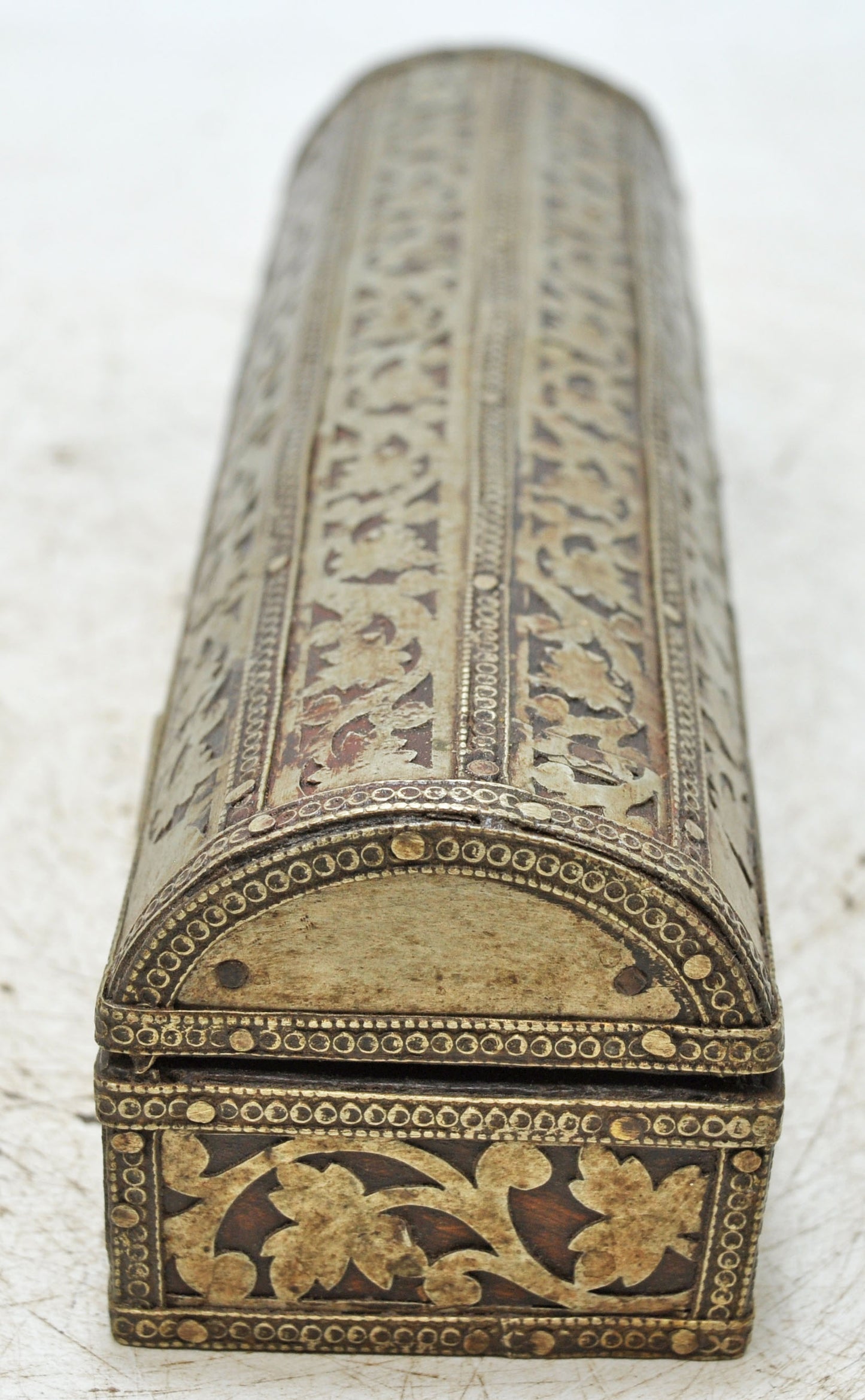 Vintage Wooden Pencil Stationary Box Original Old Hand Crafted Brass Fitted