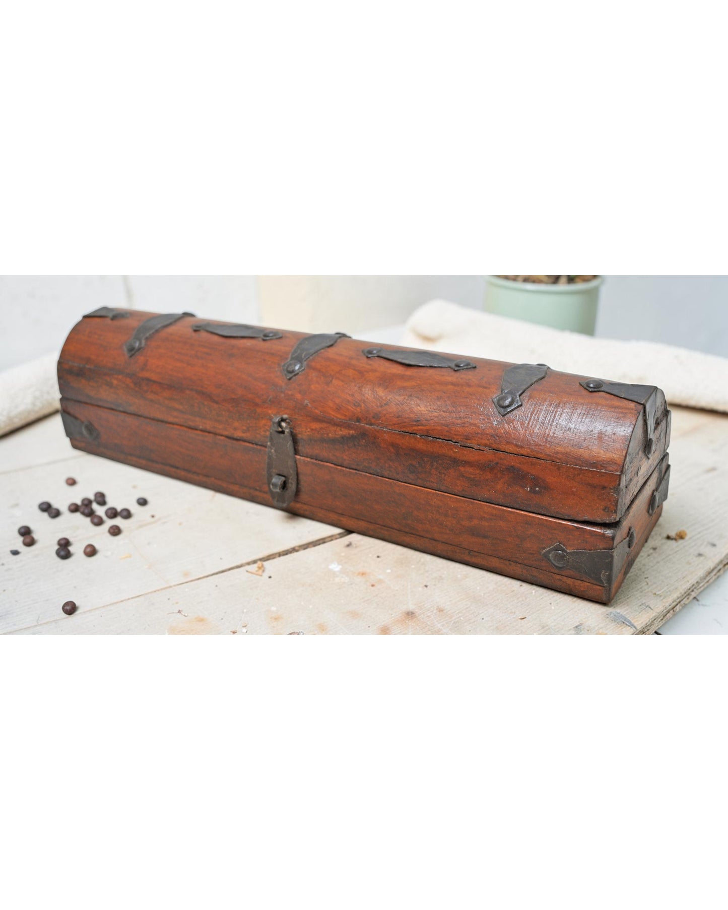 Vintage Wooden Pencil Stationary Box Original Old Hand Crafted Metal Fitted