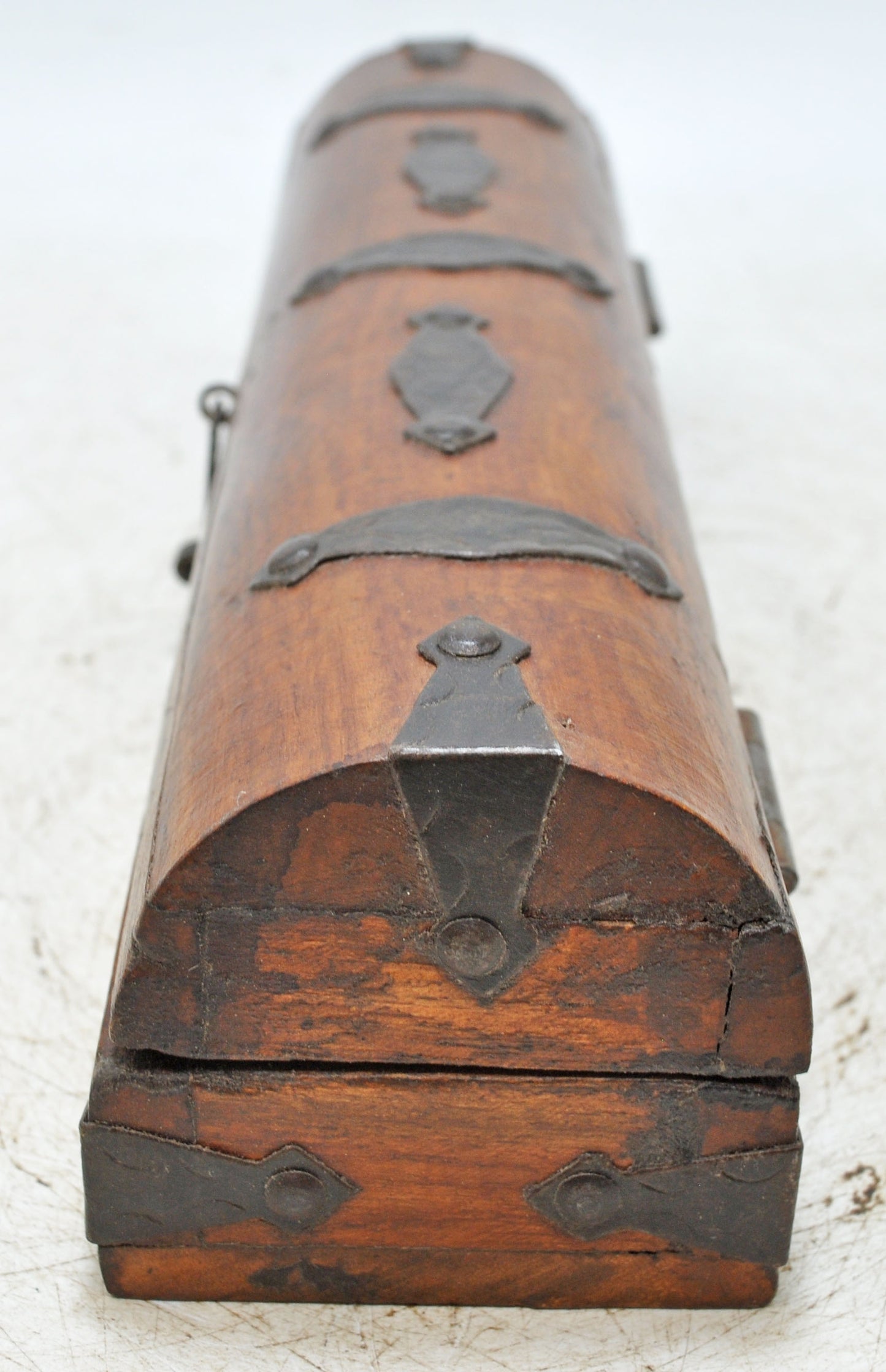 Vintage Wooden Pencil Stationary Box Original Old Hand Crafted Metal Fitted