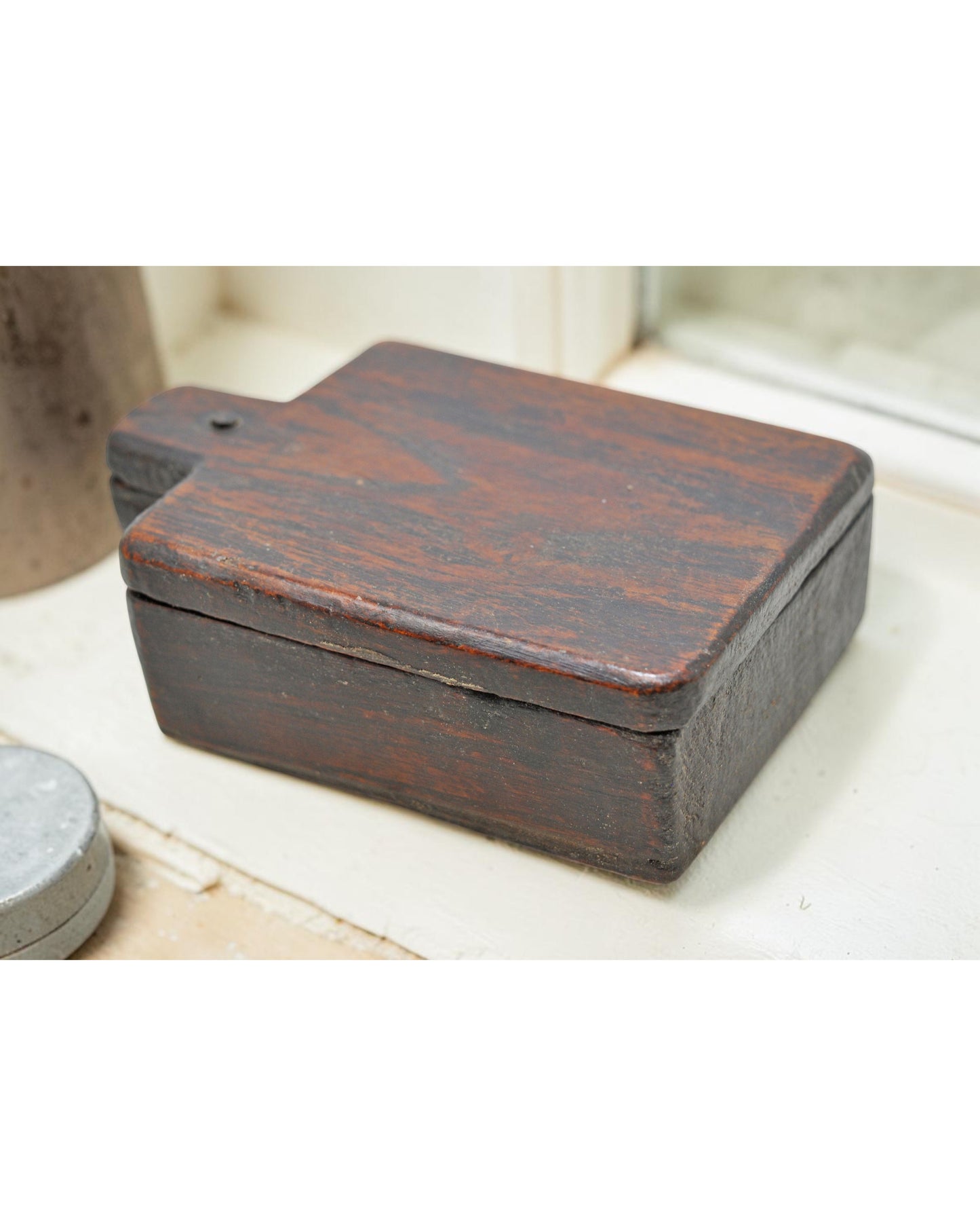 Antique Wooden Kitchenware Spice Box Original Old Hand Carved