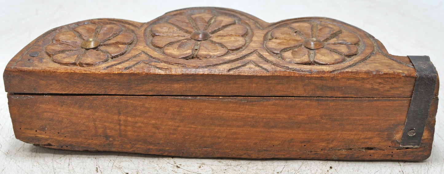 Antique Wooden Kum Kum Powder Tika Box Original Old Hand Carved