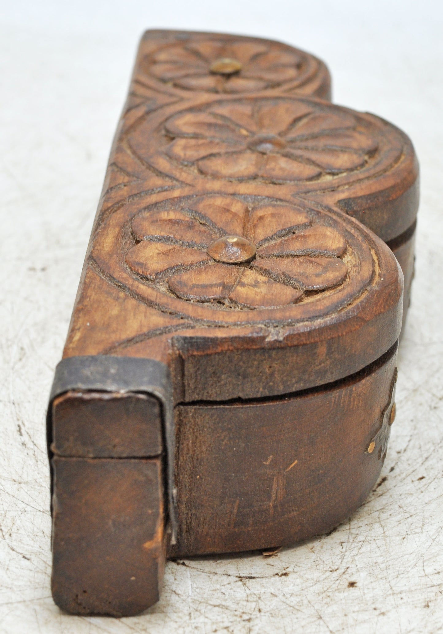 Antique Wooden Kum Kum Powder Tika Box Original Old Hand Carved