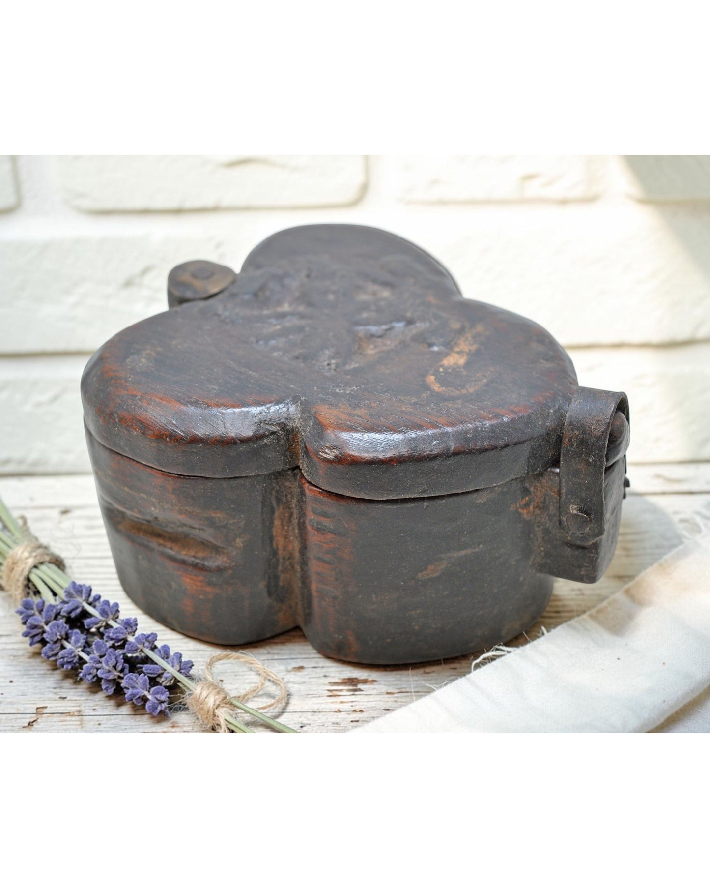 Antique Wooden Kum Kum Powder Tika Box Original Old Hand Carved