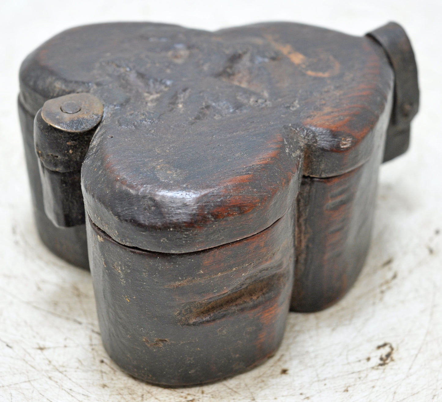 Antique Wooden Kum Kum Powder Tika Box Original Old Hand Carved