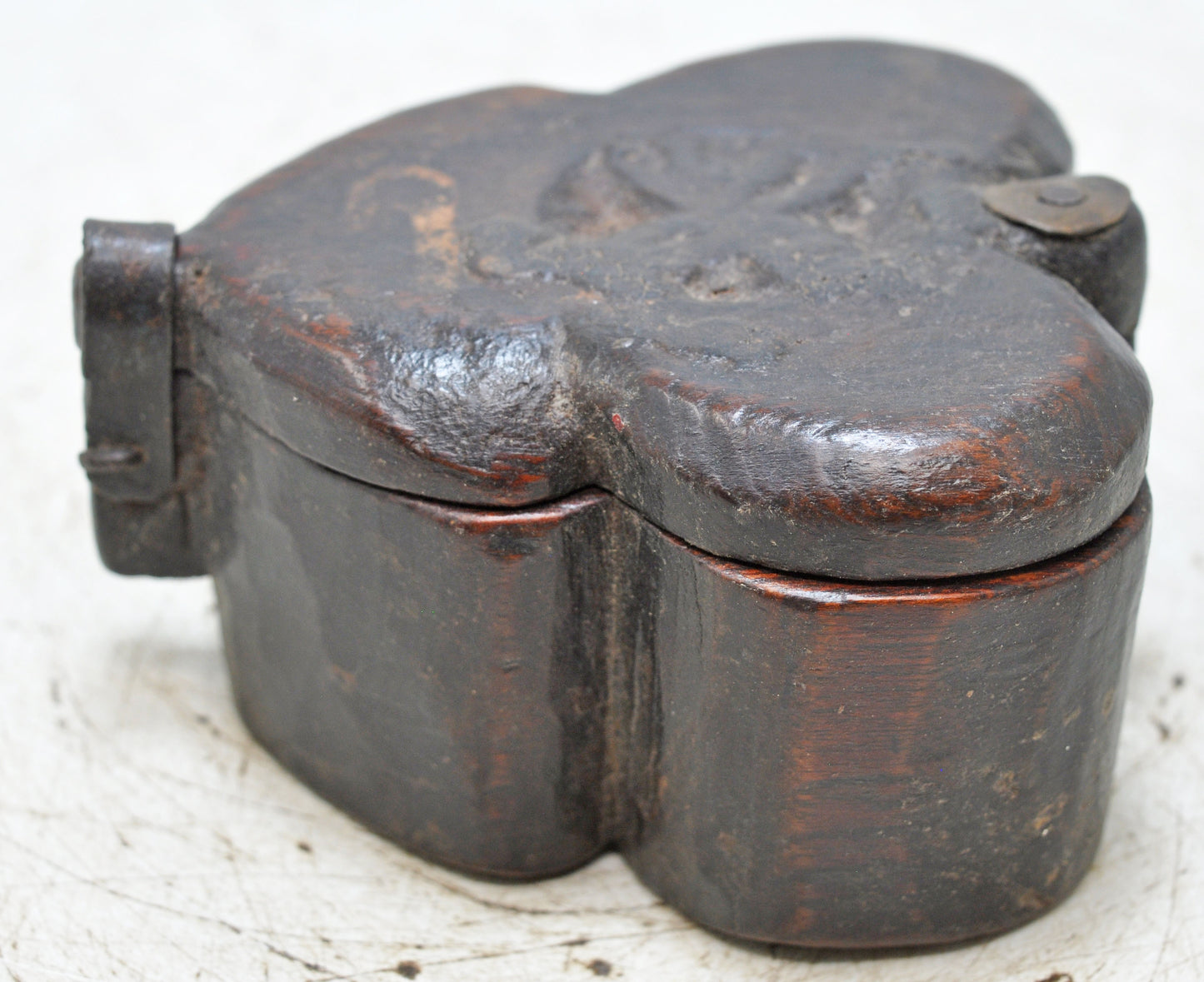 Antique Wooden Kum Kum Powder Tika Box Original Old Hand Carved