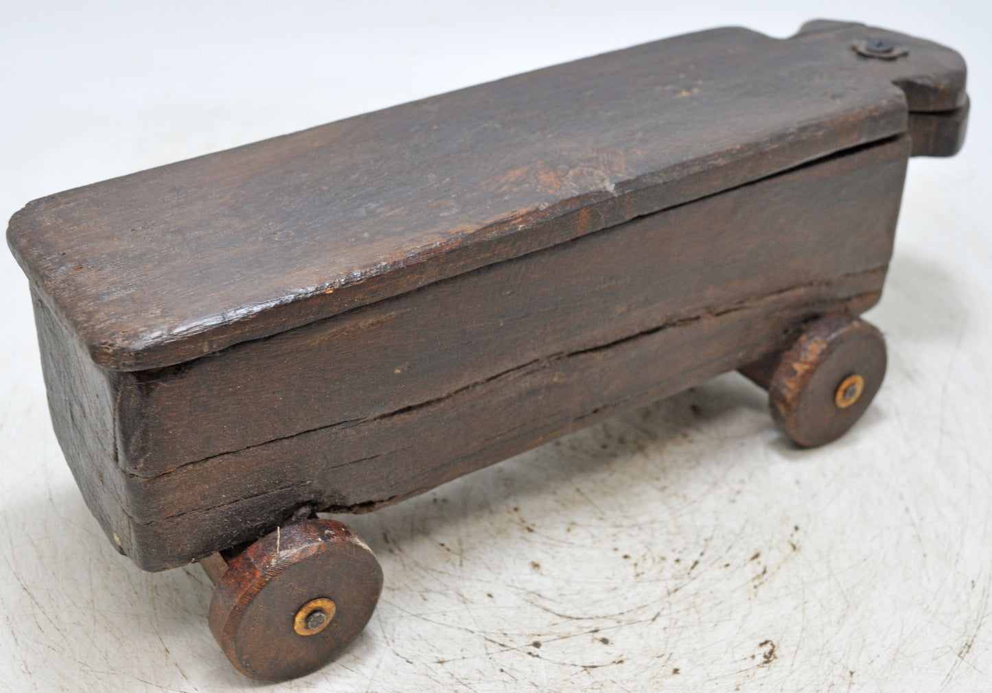 Antique Wooden Kitchenware Spice Box on Wheels Original Old Hand Carved