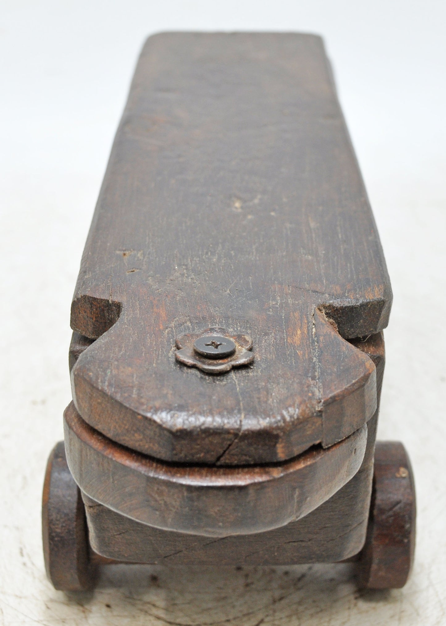 Antique Wooden Kitchenware Spice Box on Wheels Original Old Hand Carved
