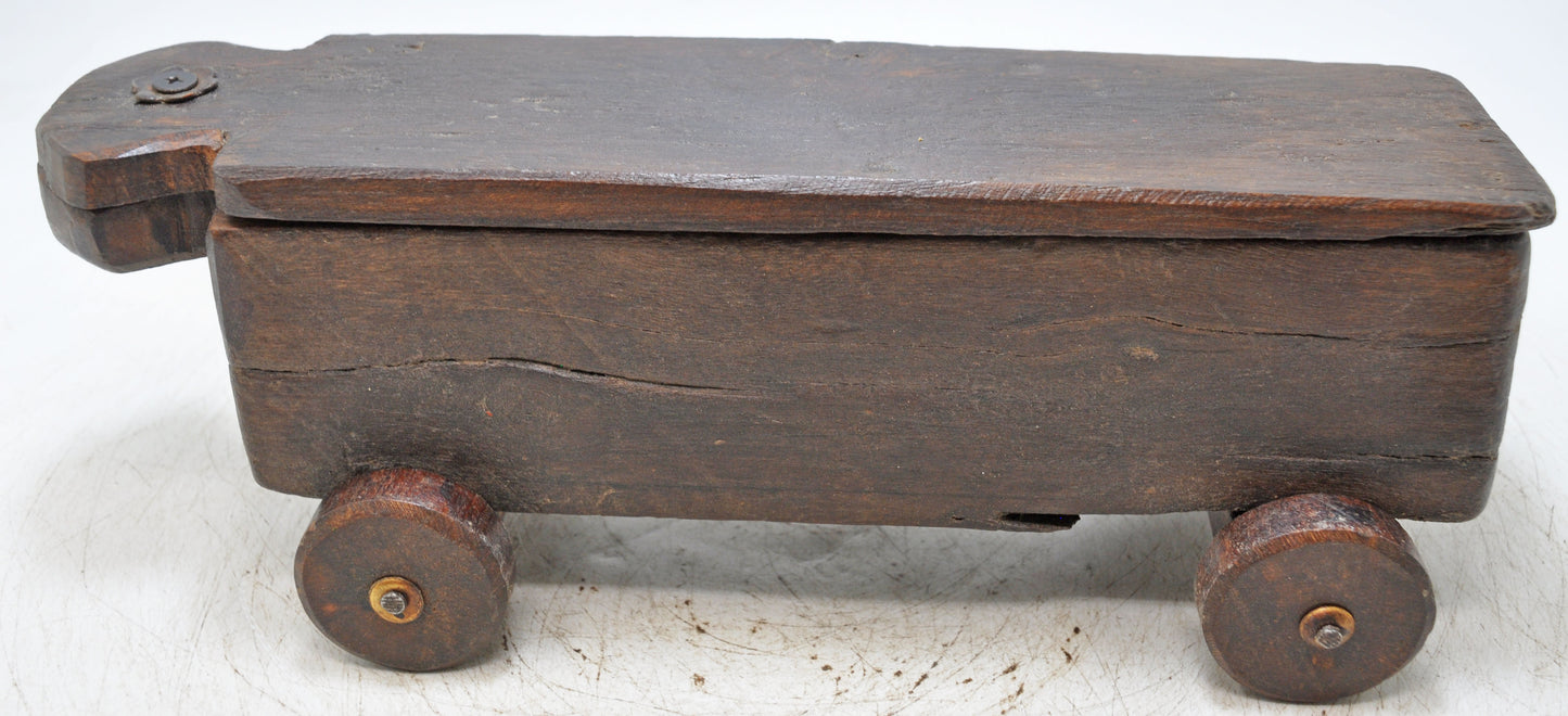Antique Wooden Kitchenware Spice Box on Wheels Original Old Hand Carved
