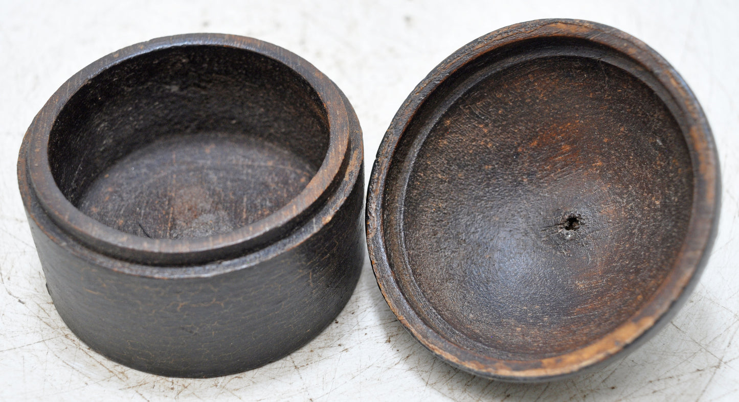 Vintage Wooden Kum Kum Powder Tika Box Original Old Hand Carved Painted