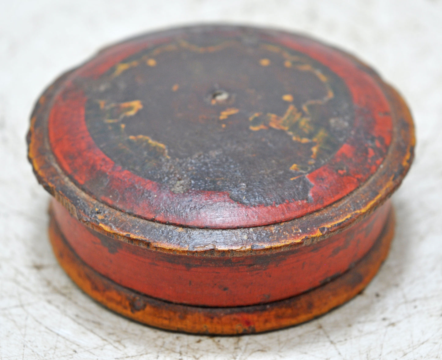 Vintage Wooden Kum Kum Powder Tika Box Original Old Hand Carved Painted