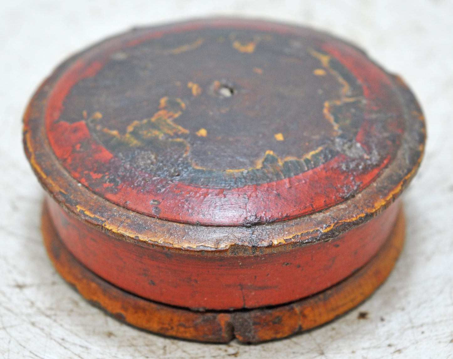 Vintage Wooden Kum Kum Powder Tika Box Original Old Hand Carved Painted