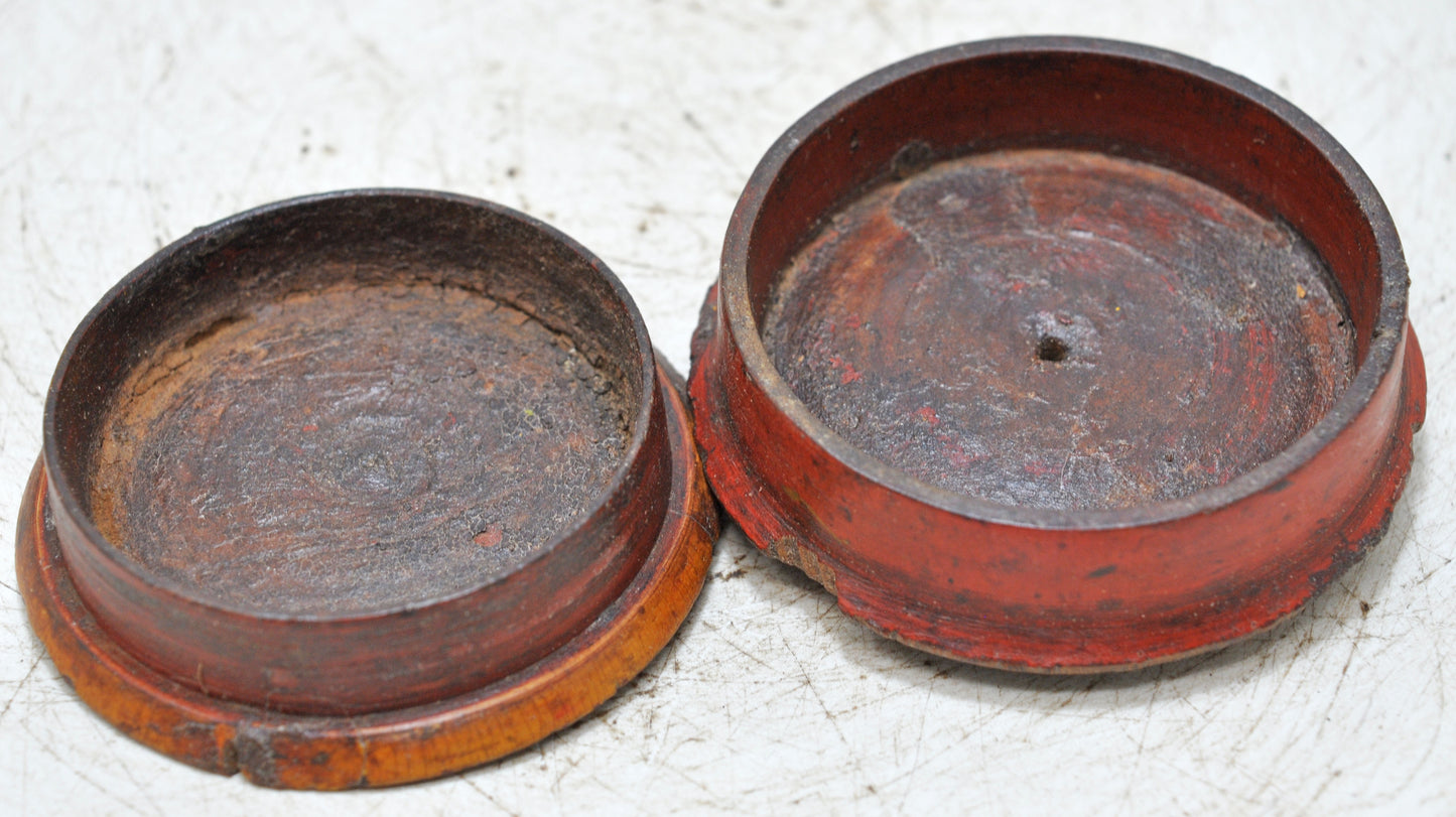 Vintage Wooden Kum Kum Powder Tika Box Original Old Hand Carved Painted