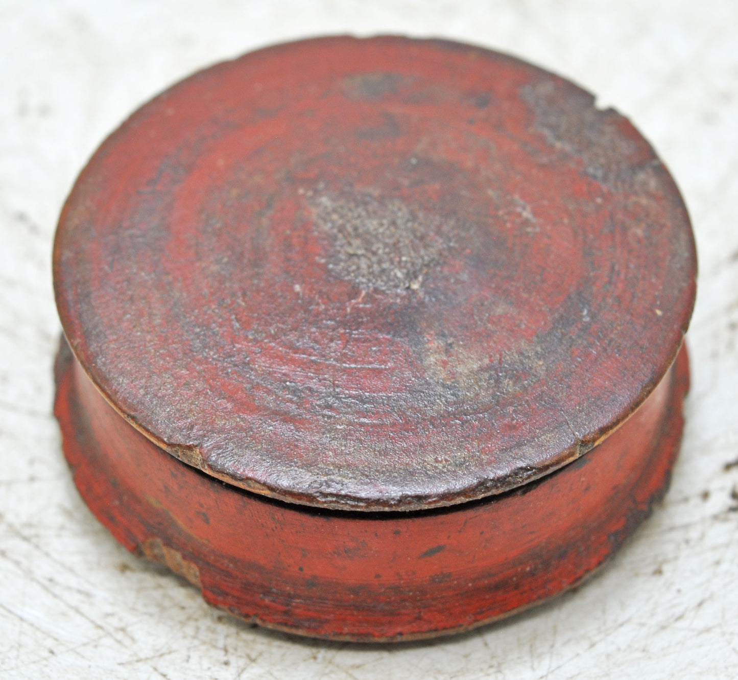 Vintage Wooden Kum Kum Powder Tika Box Original Old Hand Carved Painted