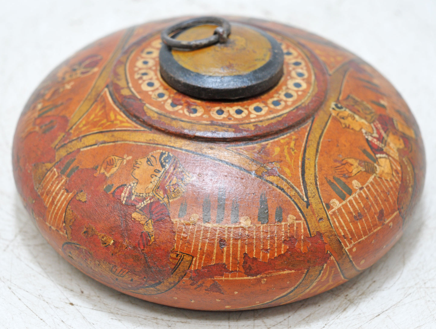 Vintage Wooden Tobacco Opium Box Original Old Hand Carved Fine Painted