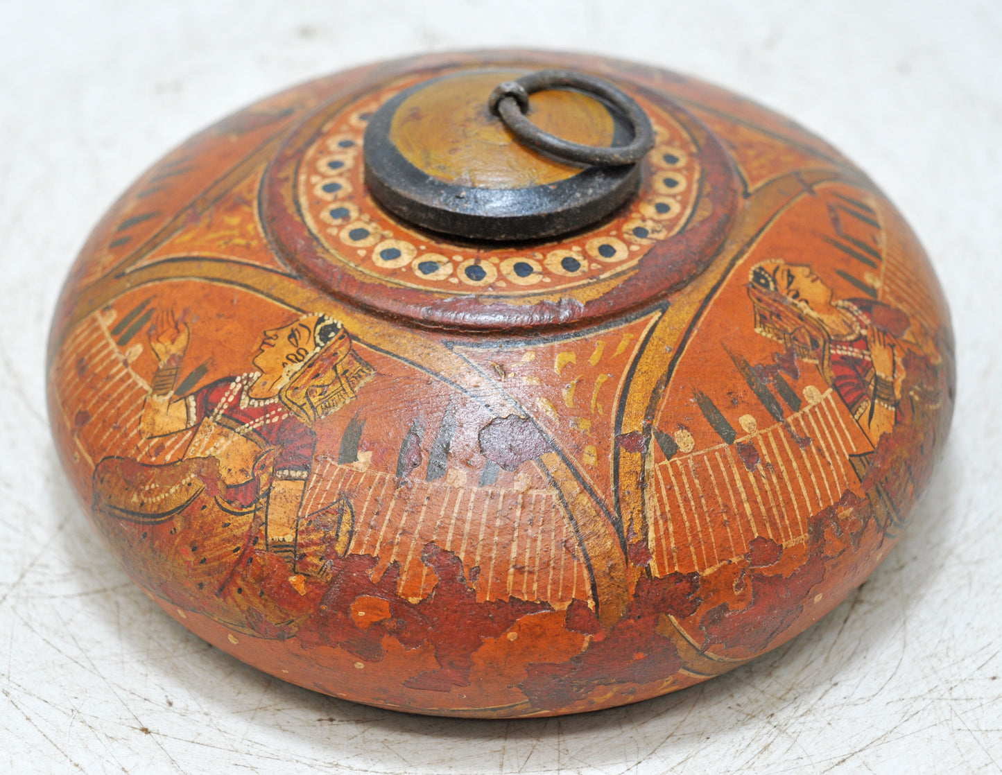 Vintage Wooden Tobacco Opium Box Original Old Hand Carved Fine Painted