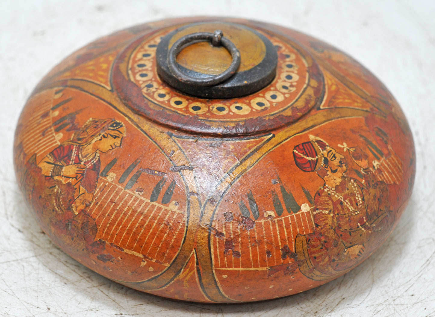 Vintage Wooden Tobacco Opium Box Original Old Hand Carved Fine Painted