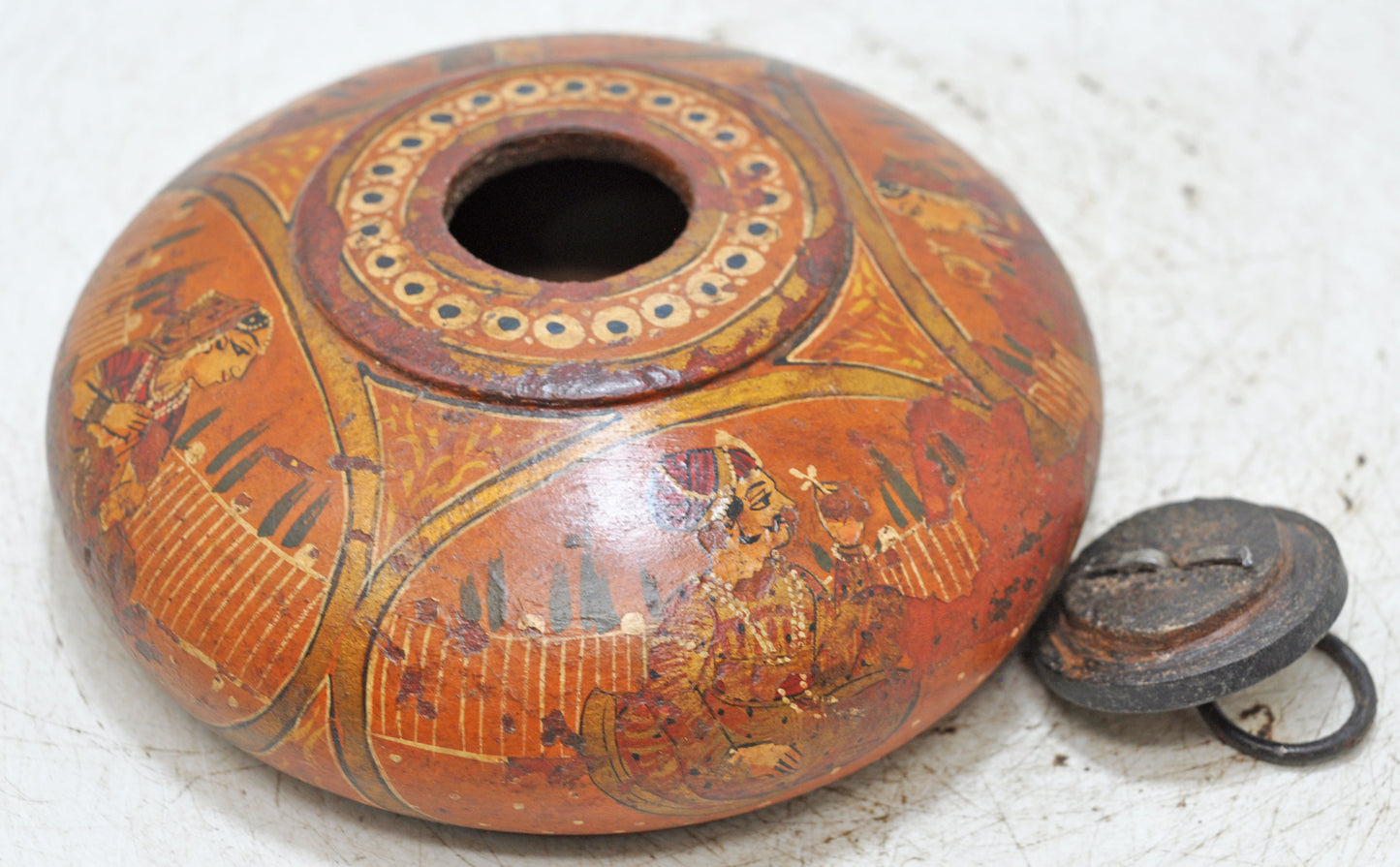 Vintage Wooden Tobacco Opium Box Original Old Hand Carved Fine Painted