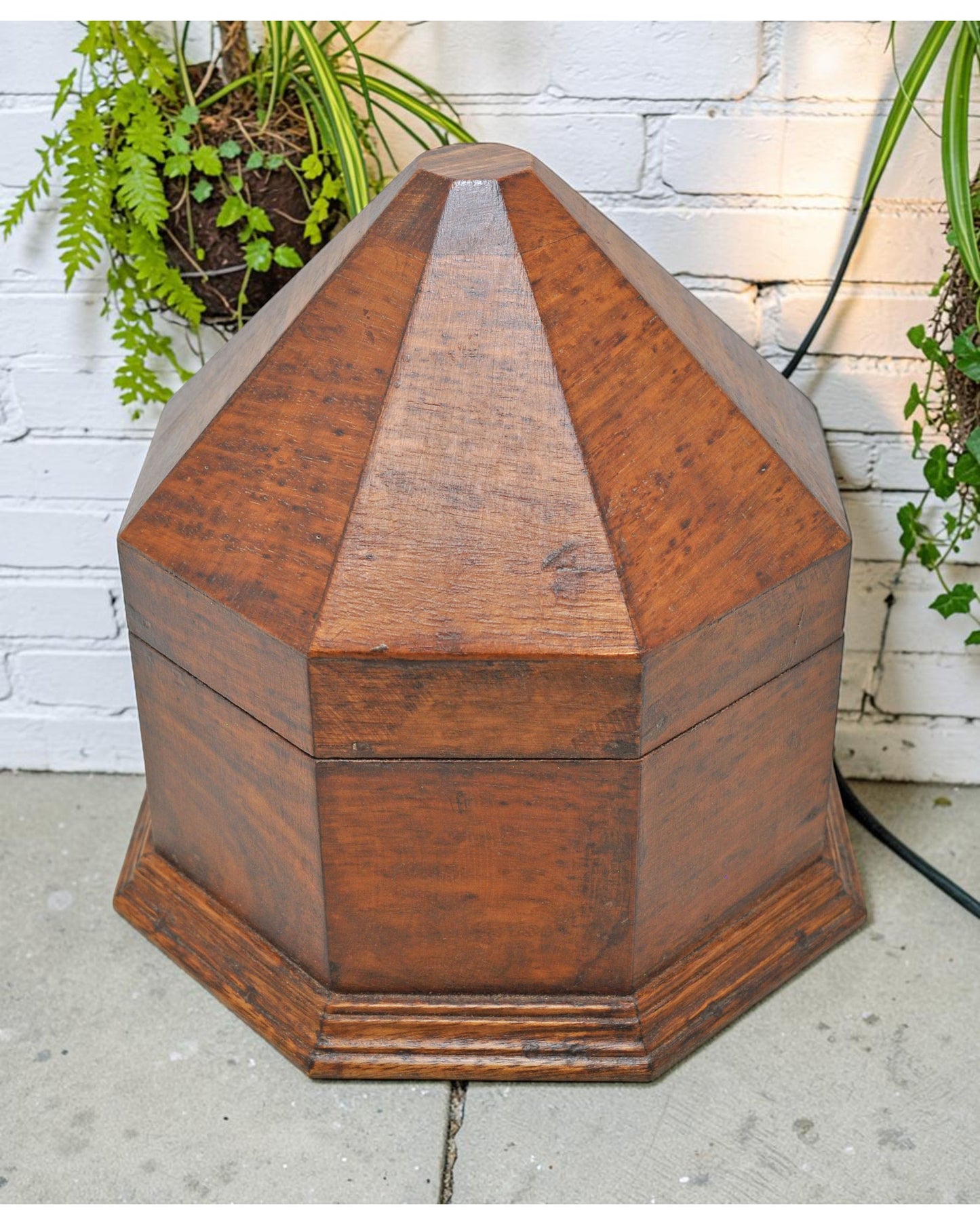Vintage Wooden Dome Shaped Storage Box Original Old Hand Crafted